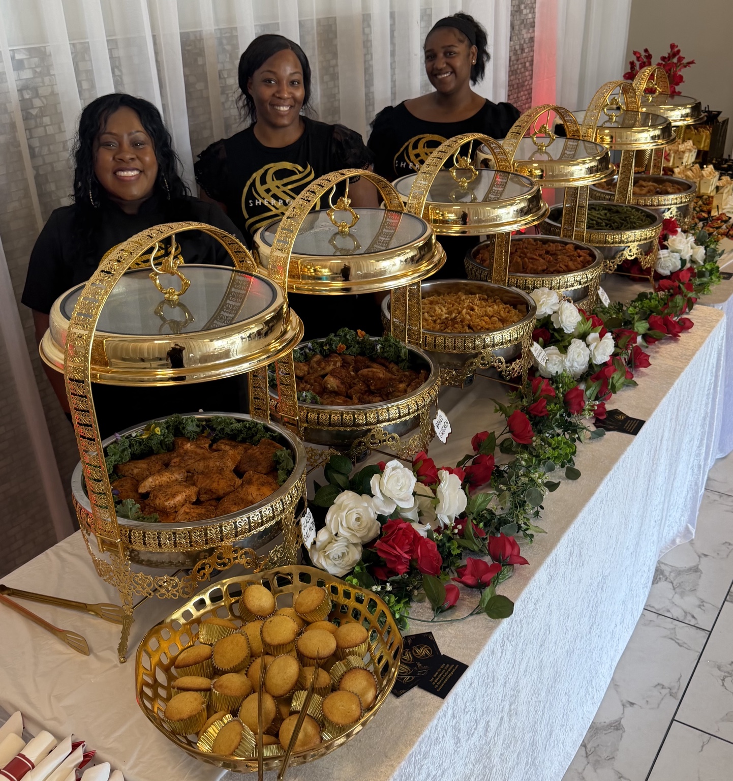 Gold catering setup
